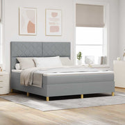 Boxspring bed lichtgrijs 180x200 cm stof LED