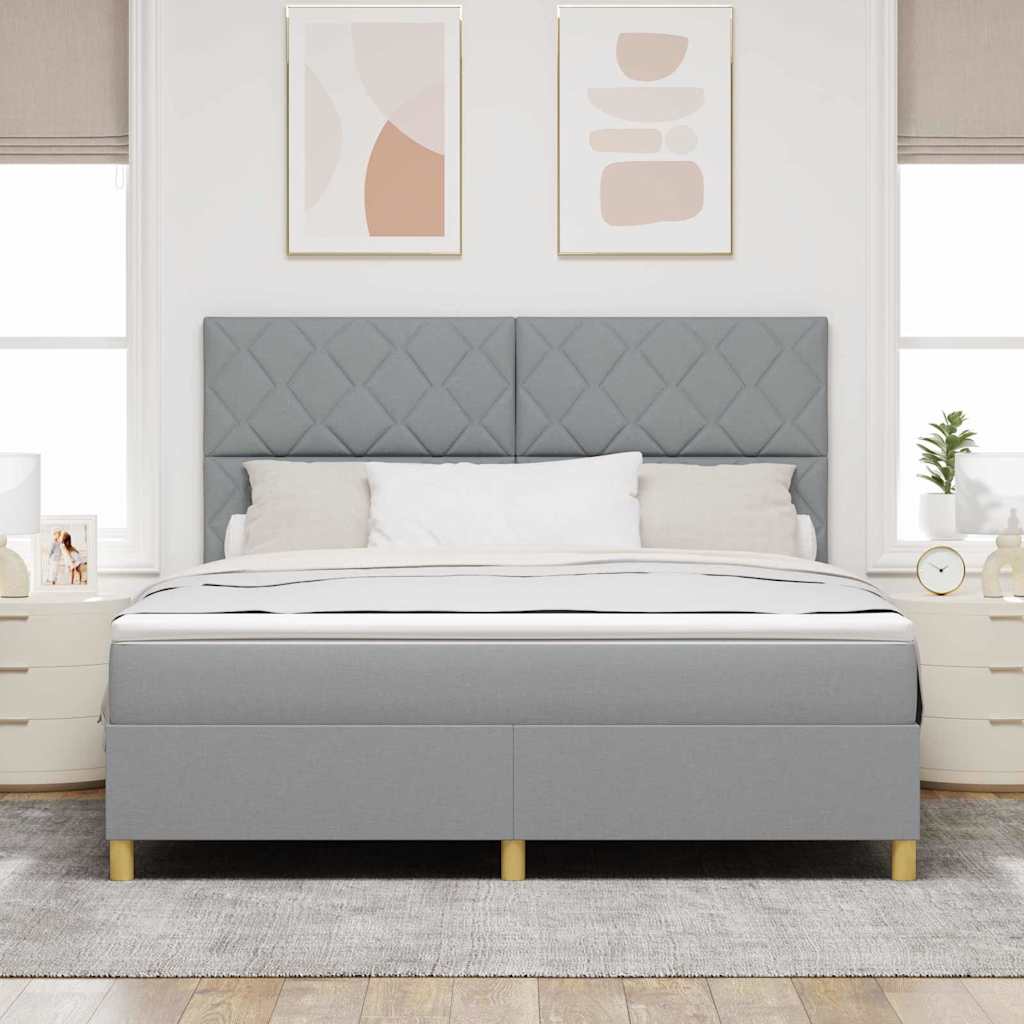LED Box Spring Bed met hoofdeinde Lichtgrijs 180 x 200 cm Stof