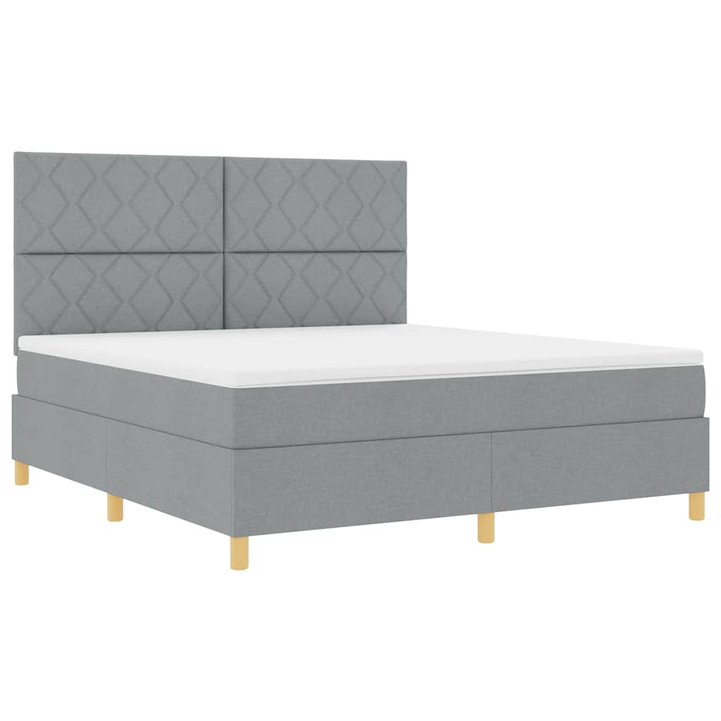 LED Box Spring Bed met hoofdeinde Lichtgrijs 180 x 200 cm Stof