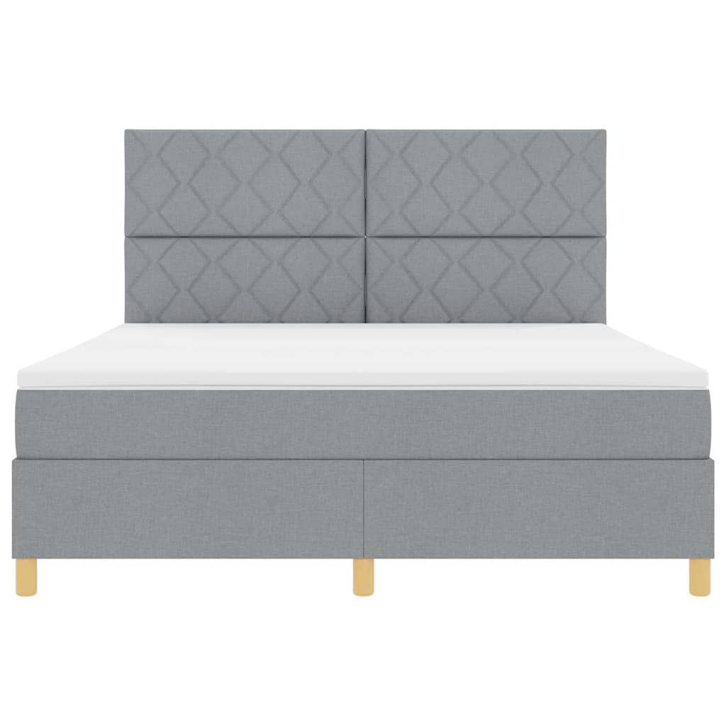 LED Box Spring Bed met hoofdeinde Lichtgrijs 180 x 200 cm Stof