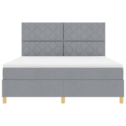 LED Box Spring Bed met hoofdeinde Lichtgrijs 180 x 200 cm Stof