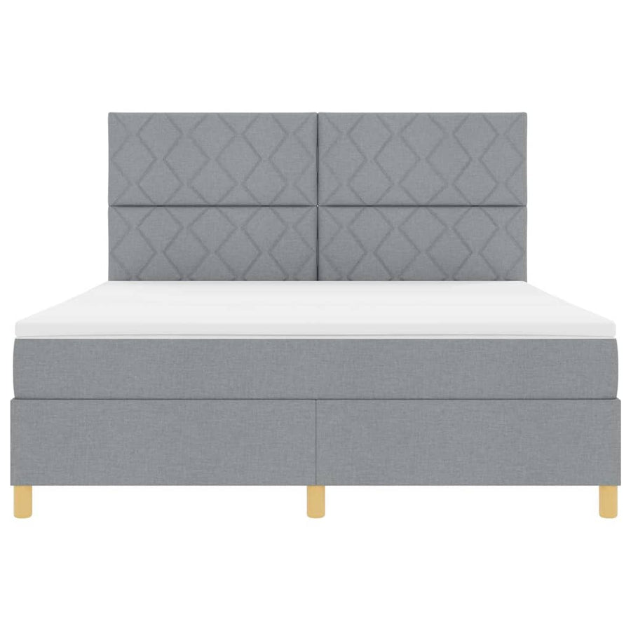 LED Box Spring Bed met hoofdeinde Lichtgrijs 180 x 200 cm Stof