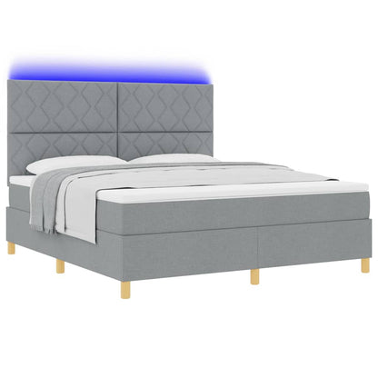 LED Box Spring Bed met hoofdeinde Lichtgrijs 180 x 200 cm Stof