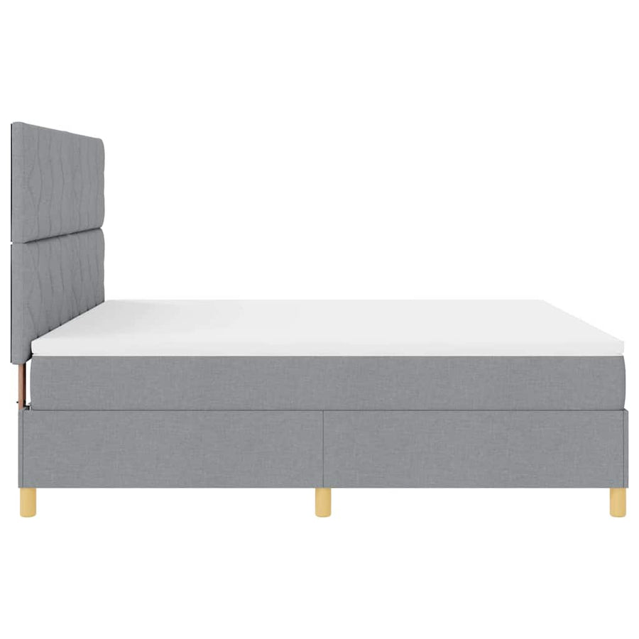 LED Box Spring Bed met hoofdeinde Lichtgrijs 180 x 200 cm Stof