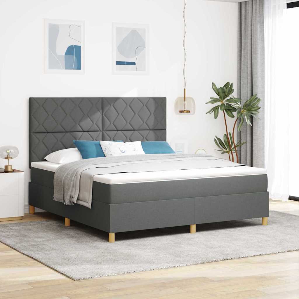 LED Box Spring Bed met hoofdeinde Donkergrijs 180 x 200 cm Stof