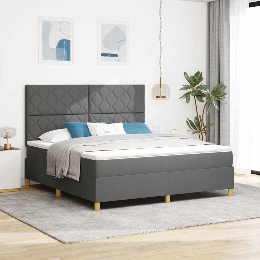 LED Box Spring Bed met hoofdeinde Donkergrijs 180 x 200 cm Stof
