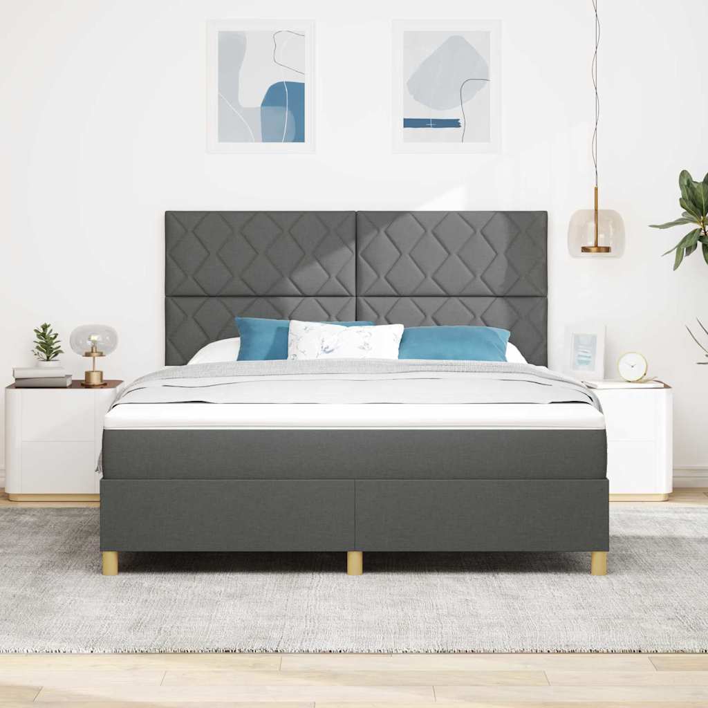 LED Box Spring Bed met hoofdeinde Donkergrijs 180 x 200 cm Stof