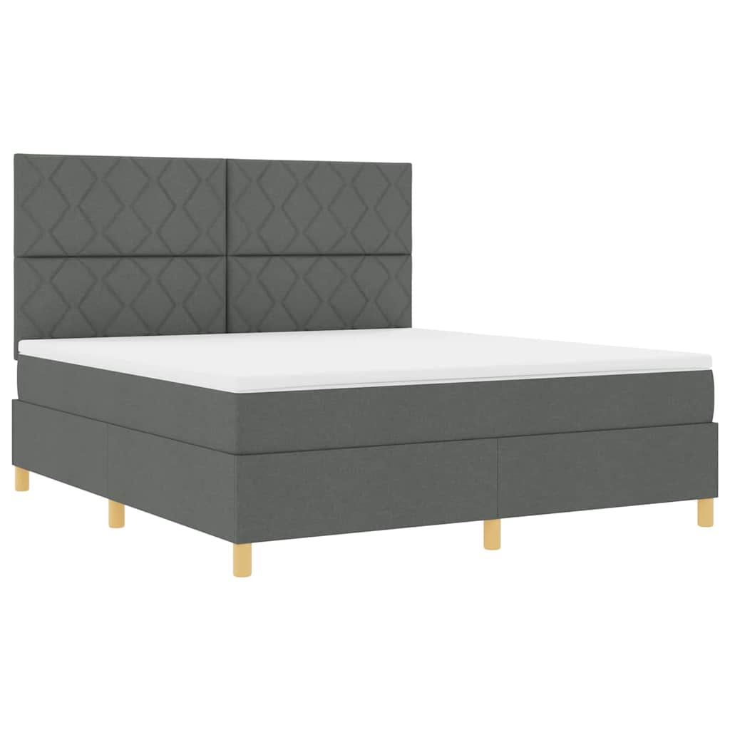 LED Box Spring Bed met hoofdeinde Donkergrijs 180 x 200 cm Stof