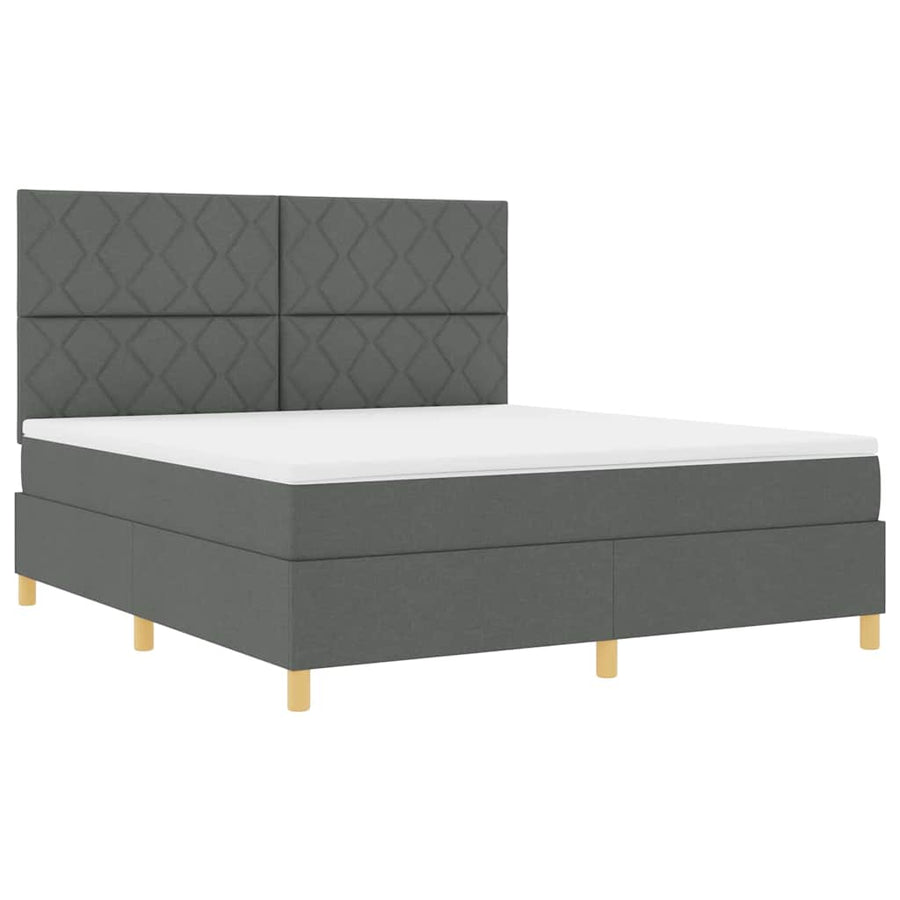 LED Box Spring Bed met hoofdeinde Donkergrijs 180 x 200 cm Stof