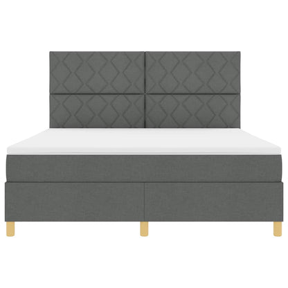 LED Box Spring Bed met hoofdeinde Donkergrijs 180 x 200 cm Stof