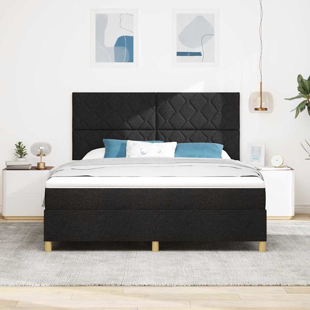LED Box Spring Bed met hoofdeinde Zwart 180 x 200 cm Stof