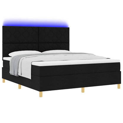 LED Box Spring Bed met hoofdeinde Zwart 180 x 200 cm Stof