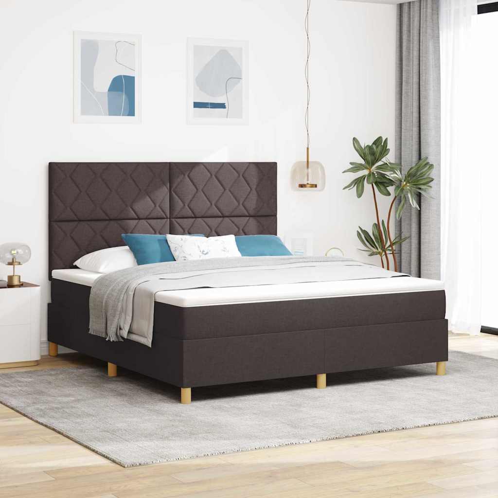 LED Box Spring Bed met hoofdeinde Donkerbruin 180 x 200 cm Stof