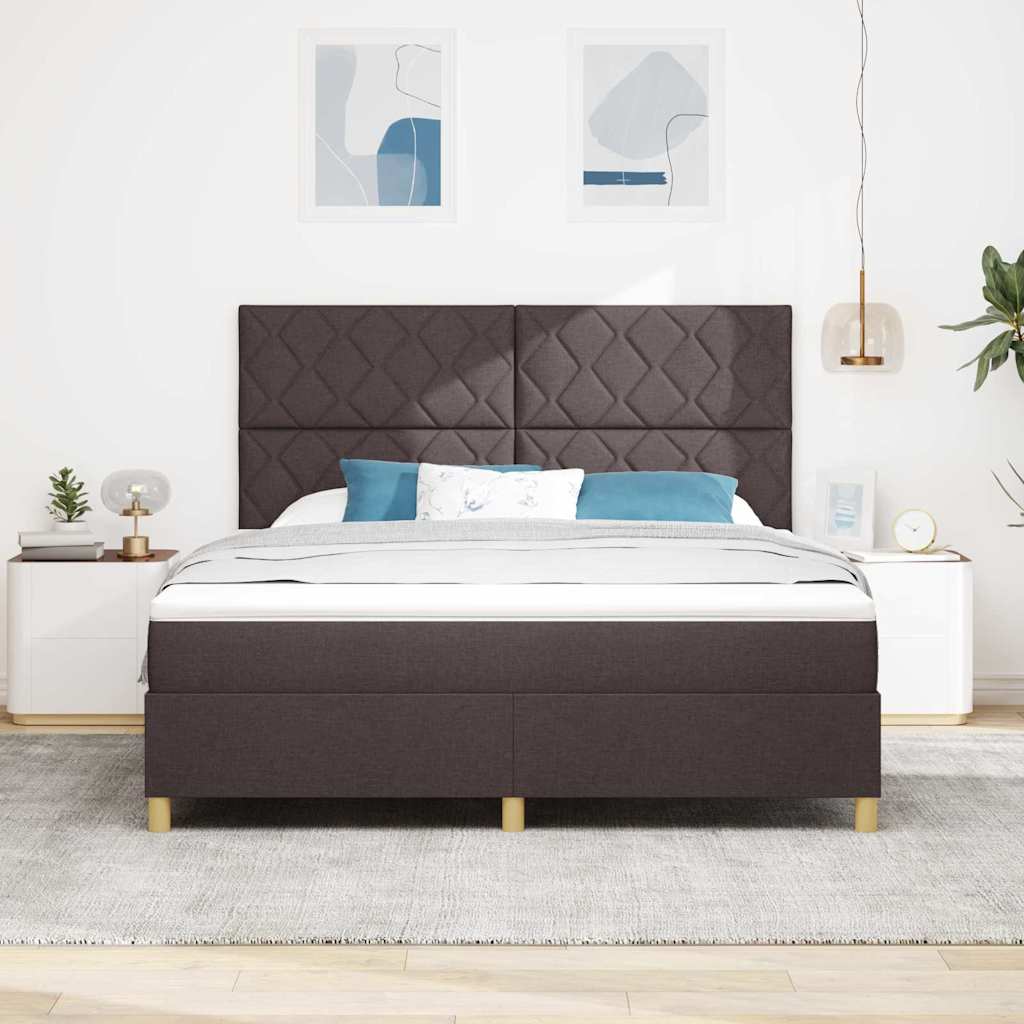 LED Box Spring Bed met hoofdeinde Donkerbruin 180 x 200 cm Stof