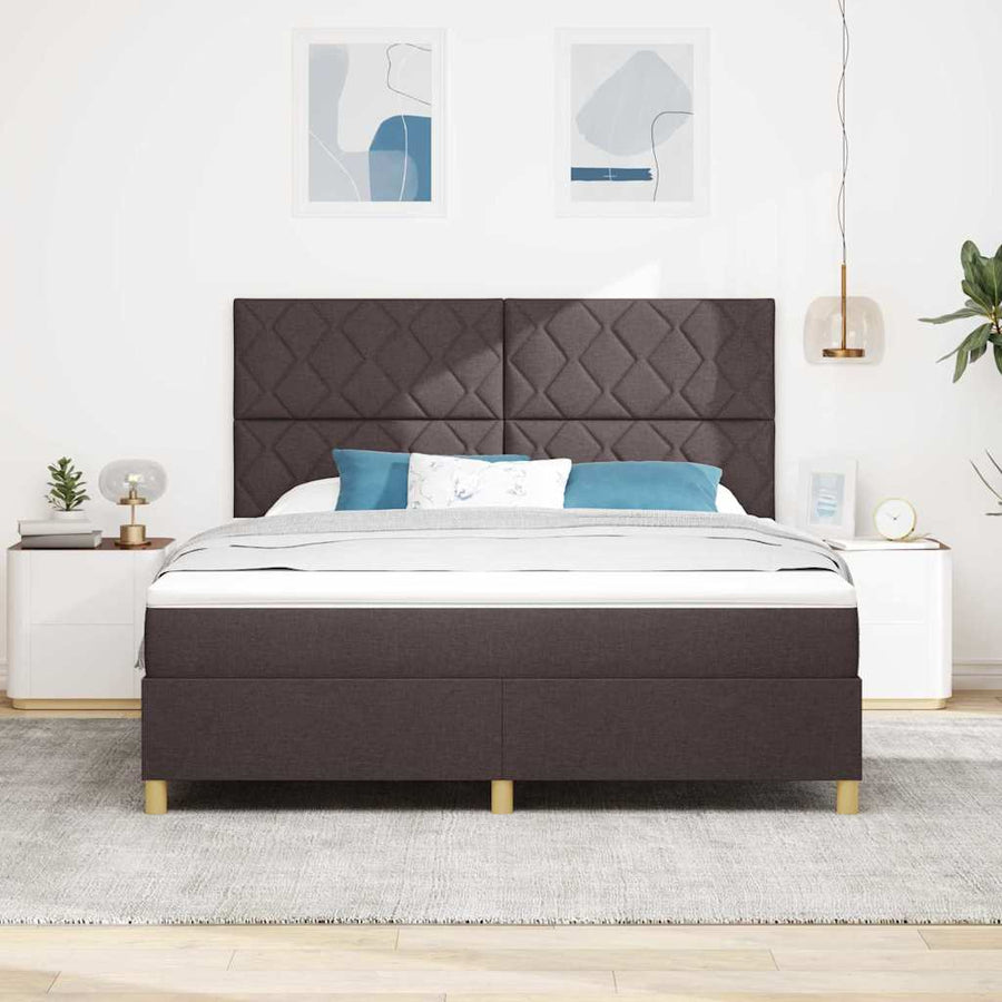 LED Box Spring Bed met hoofdeinde Donkerbruin 180 x 200 cm Stof