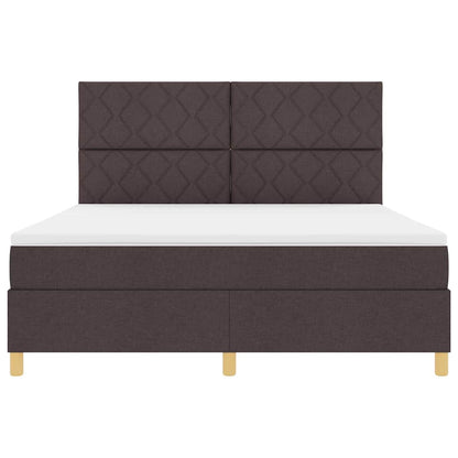 LED Box Spring Bed met hoofdeinde Donkerbruin 180 x 200 cm Stof