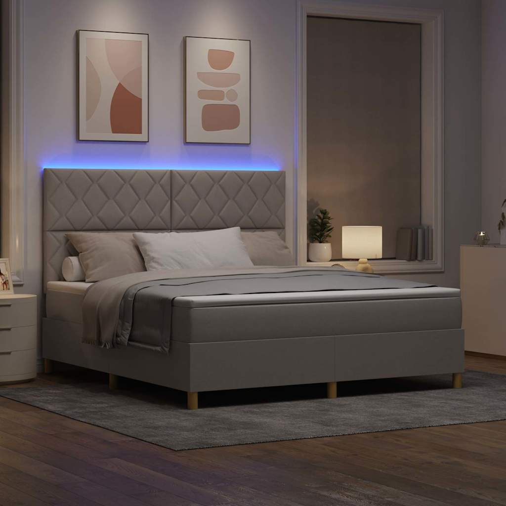 LED Box Spring Bed met hoofdeinde Taupe 180 x 200 cm Stof