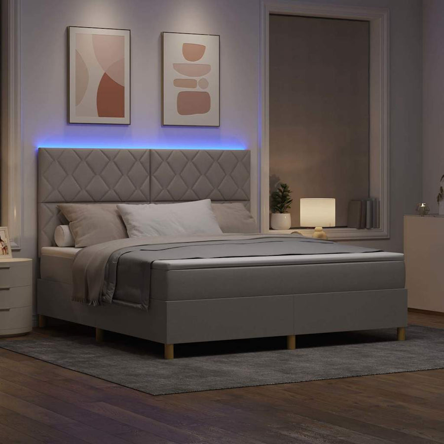 LED Box Spring Bed met hoofdeinde Taupe 180 x 200 cm Stof