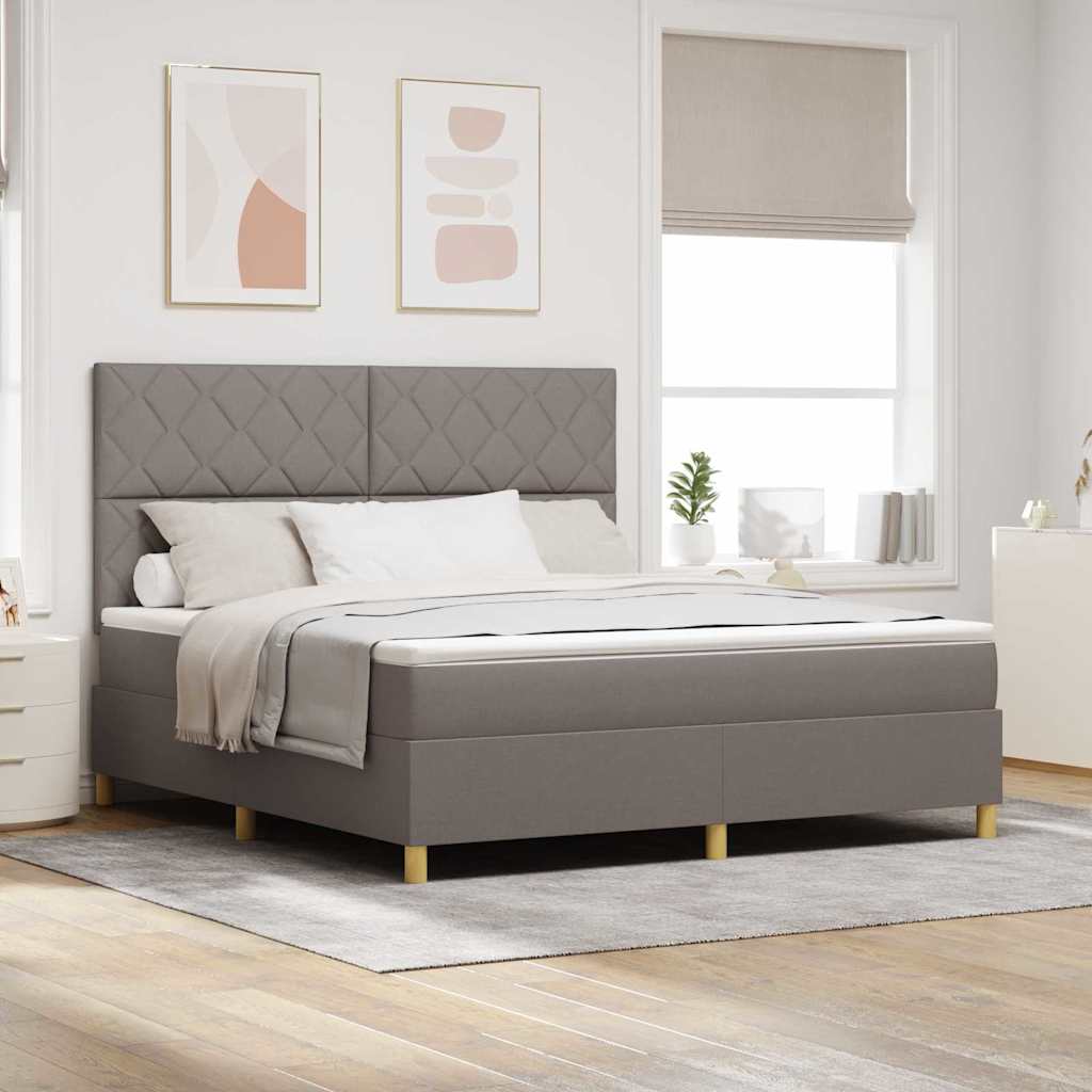 LED Box Spring Bed met hoofdeinde Taupe 180 x 200 cm Stof
