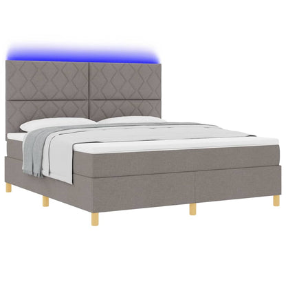 LED Box Spring Bed met hoofdeinde Taupe 180 x 200 cm Stof