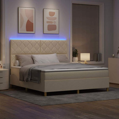 LED Box Spring Bed met hoofdeinde Crème 180 x 200 cm Stof