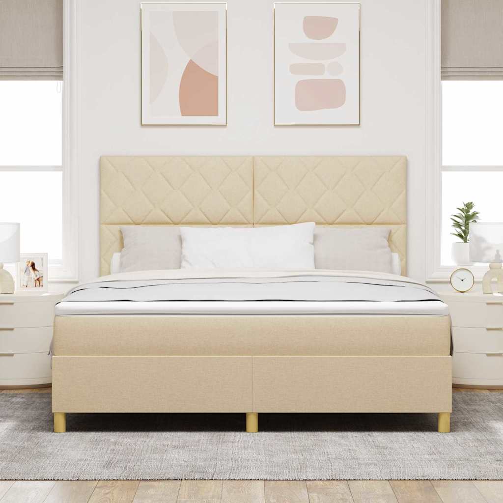 LED Box Spring Bed met hoofdeinde Crème 180 x 200 cm Stof