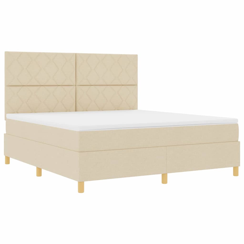 LED Box Spring Bed met hoofdeinde Crème 180 x 200 cm Stof