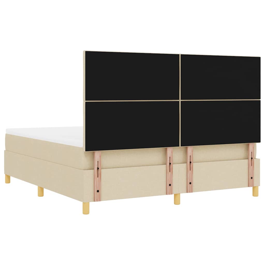 LED Box Spring Bed met hoofdeinde Crème 180 x 200 cm Stof