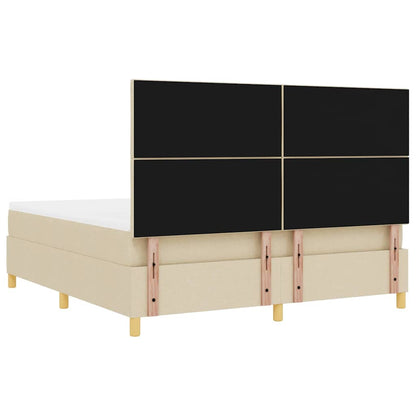 LED Box Spring Bed met hoofdeinde Crème 180 x 200 cm Stof