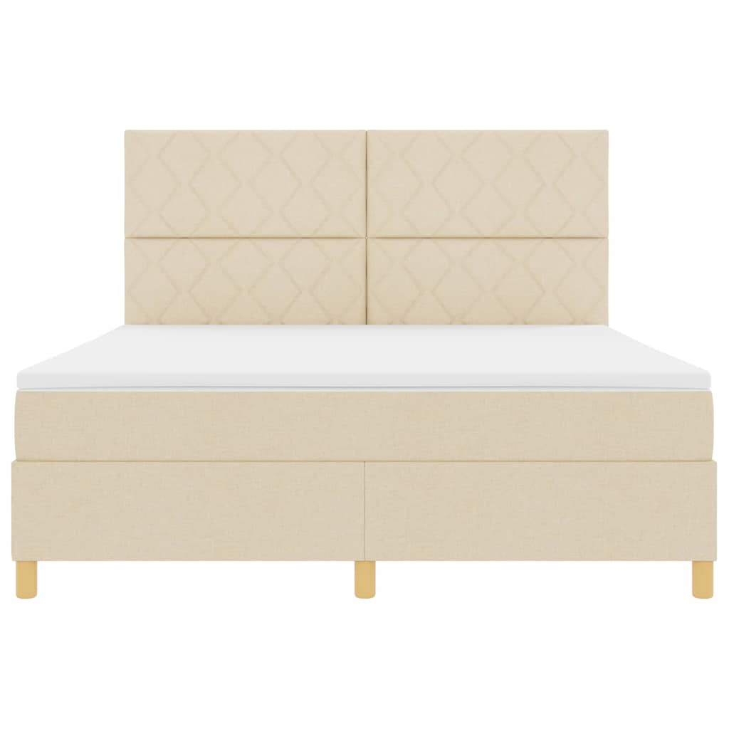 LED Box Spring Bed met hoofdeinde Crème 180 x 200 cm Stof