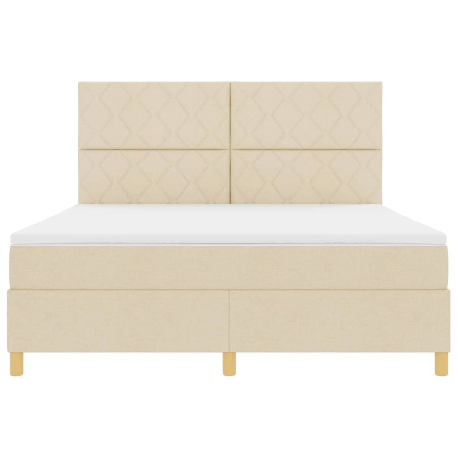 LED Box Spring Bed met hoofdeinde Crème 180 x 200 cm Stof