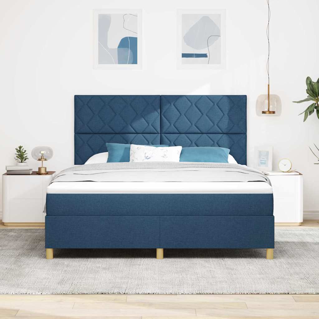 LED Box Spring Bed met hoofdeinde Blauw 180 x 200 cm Stof