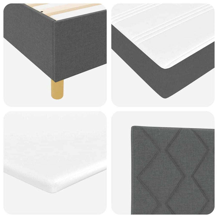 LED Box Spring Bed met matras Donkergrijs 200 x 200 cm Stof
