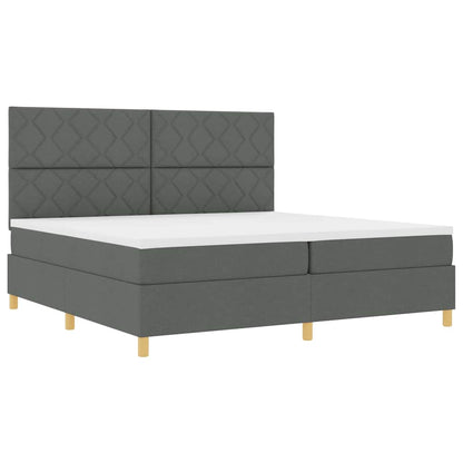 LED Box Spring Bed met matras Donkergrijs 200 x 200 cm Stof