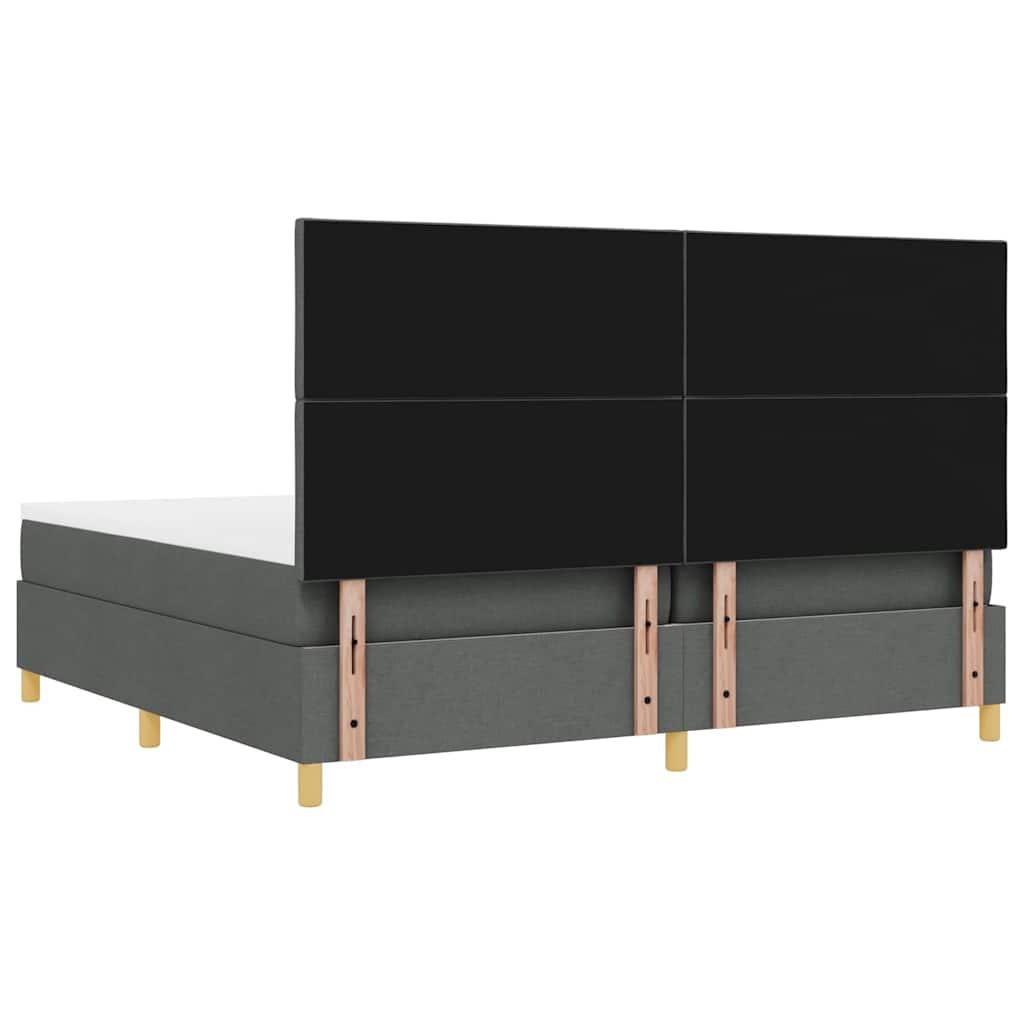 LED Box Spring Bed met matras Donkergrijs 200 x 200 cm Stof