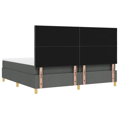 LED Box Spring Bed met matras Donkergrijs 200 x 200 cm Stof