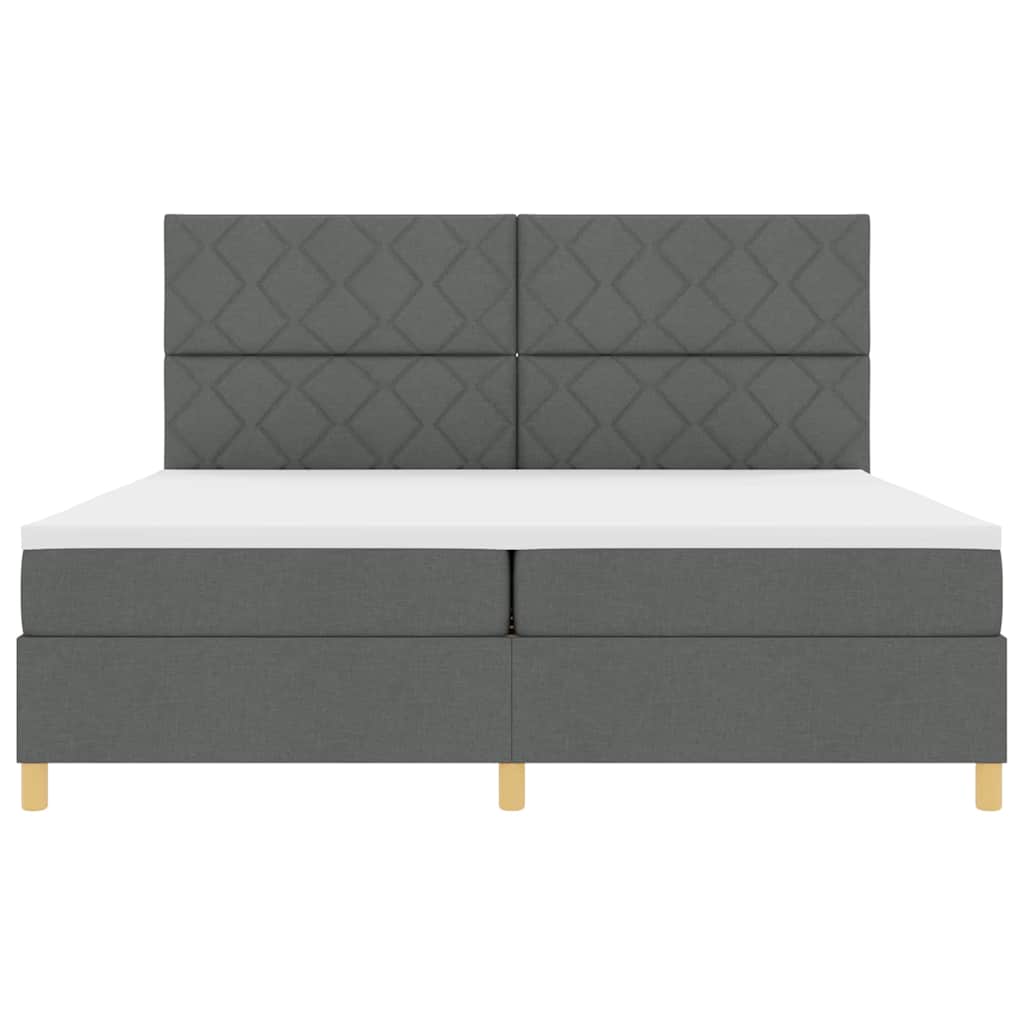 LED Box Spring Bed met matras Donkergrijs 200 x 200 cm Stof
