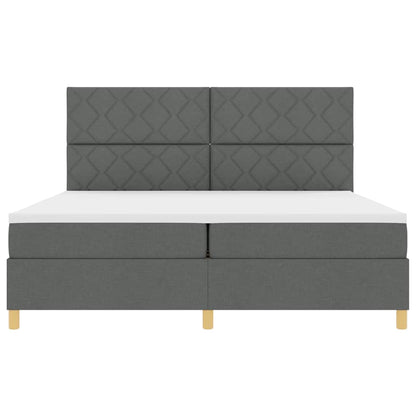 LED Box Spring Bed met matras Donkergrijs 200 x 200 cm Stof
