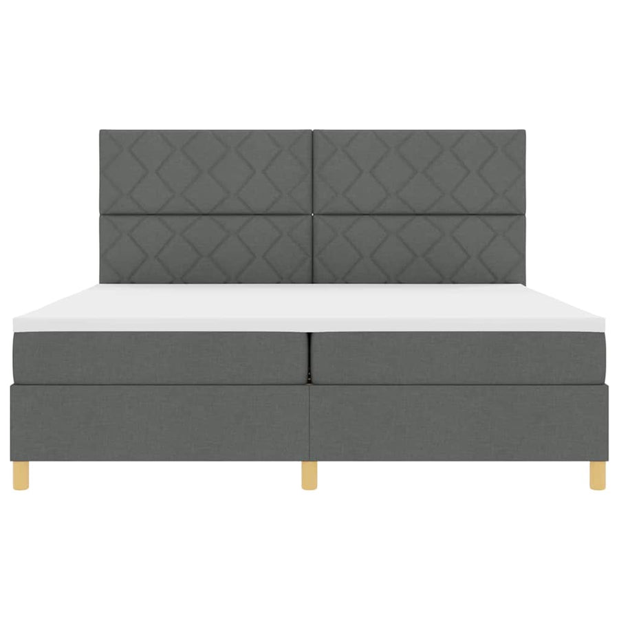 LED Box Spring Bed met matras Donkergrijs 200 x 200 cm Stof