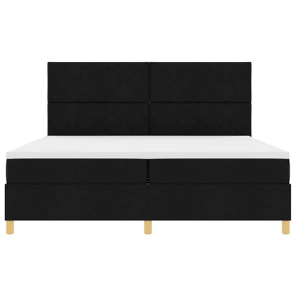Boxspring bed met matras met hoofdeinde Zwart 200 x 200 cm Stof