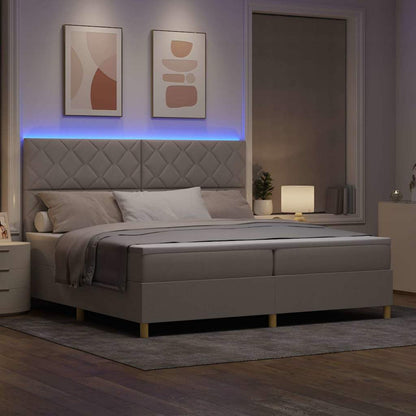 LED Box Spring Bed met hoofdeinde Taupe 200 x 200 cm Stof