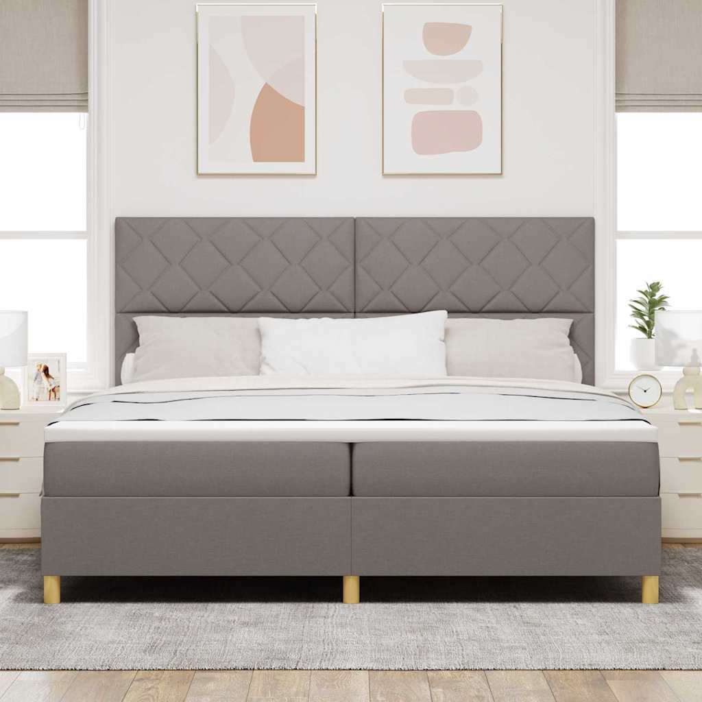 LED Box Spring Bed met hoofdeinde Taupe 200 x 200 cm Stof