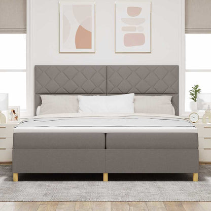 LED Box Spring Bed met hoofdeinde Taupe 200 x 200 cm Stof