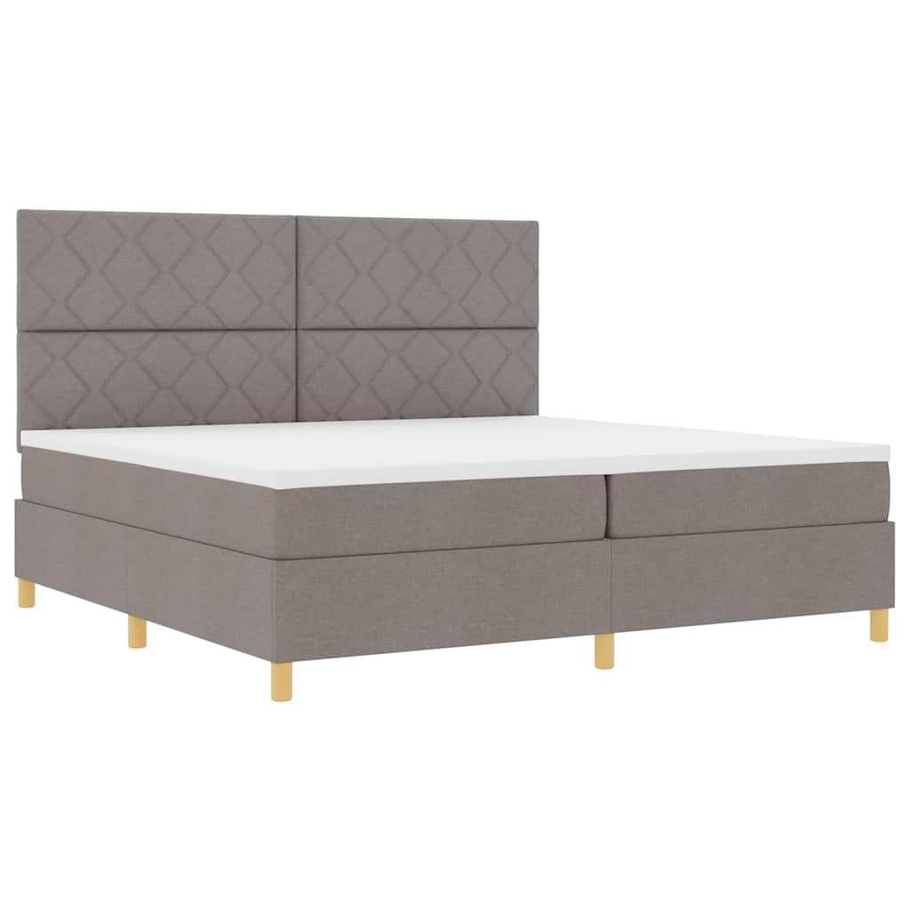 LED Box Spring Bed met hoofdeinde Taupe 200 x 200 cm Stof