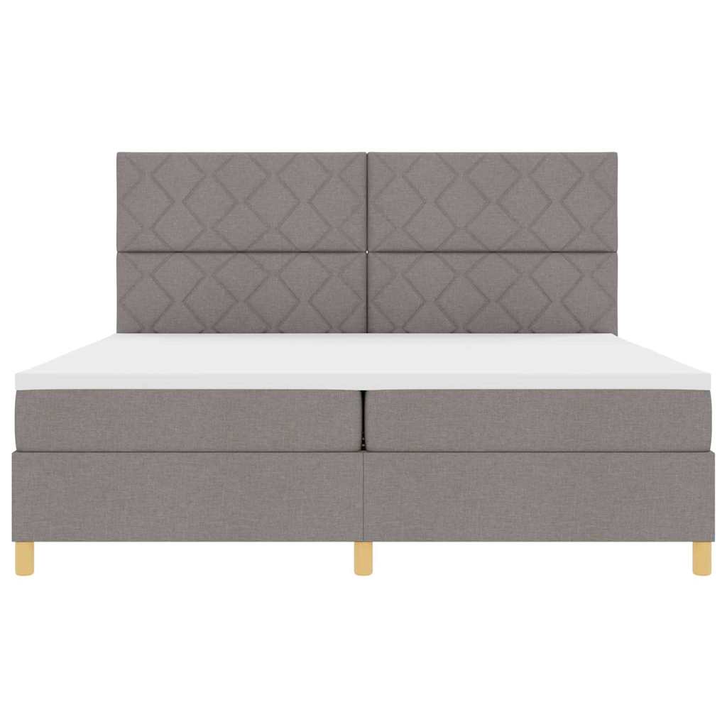 LED Box Spring Bed met hoofdeinde Taupe 200 x 200 cm Stof