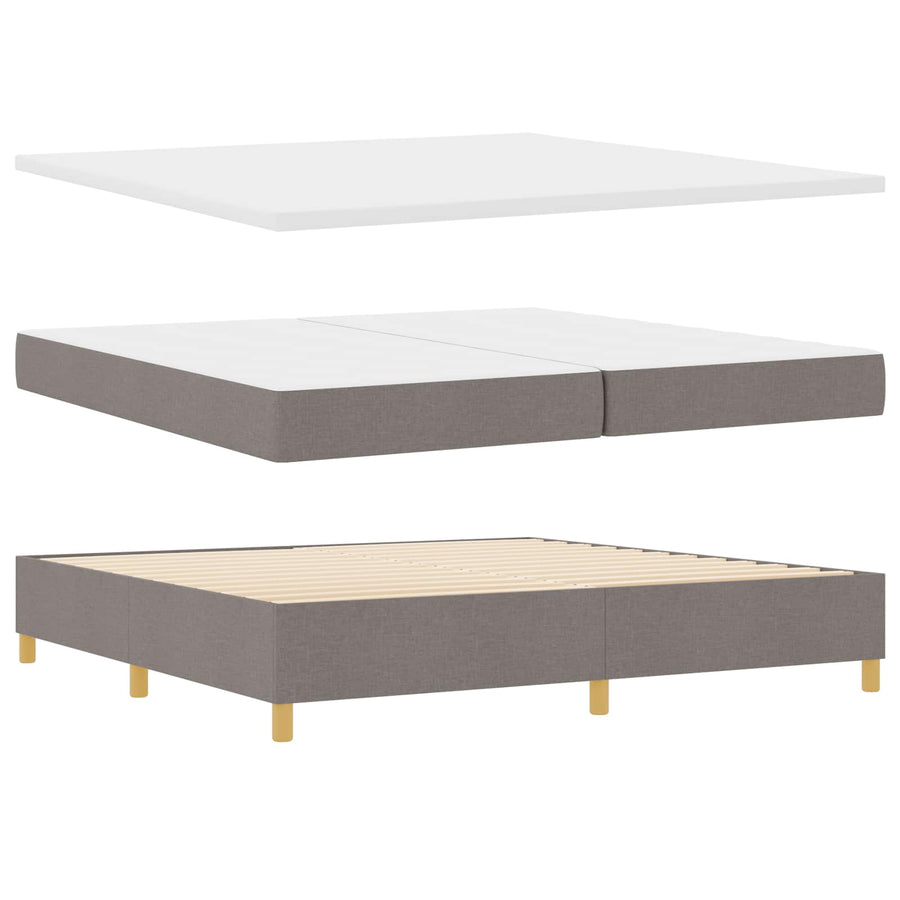 LED Box Spring Bed met hoofdeinde Taupe 200 x 200 cm Stof