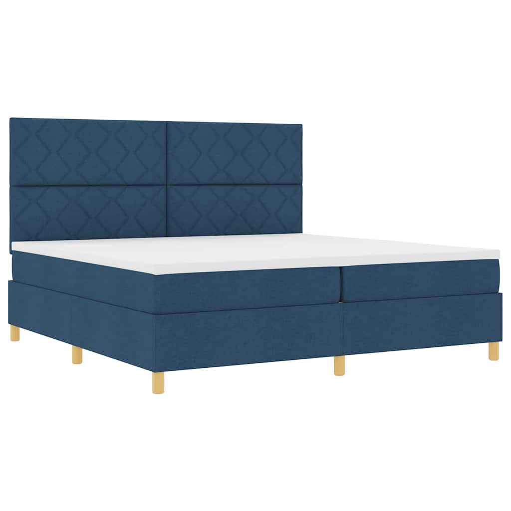 LED Box Spring Bed met matras Blauw 200 x 200 cm Stof
