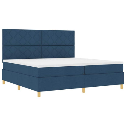 LED Box Spring Bed met matras Blauw 200 x 200 cm Stof