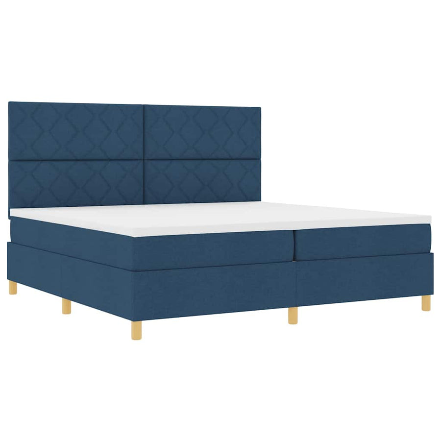 LED Box Spring Bed met matras Blauw 200 x 200 cm Stof