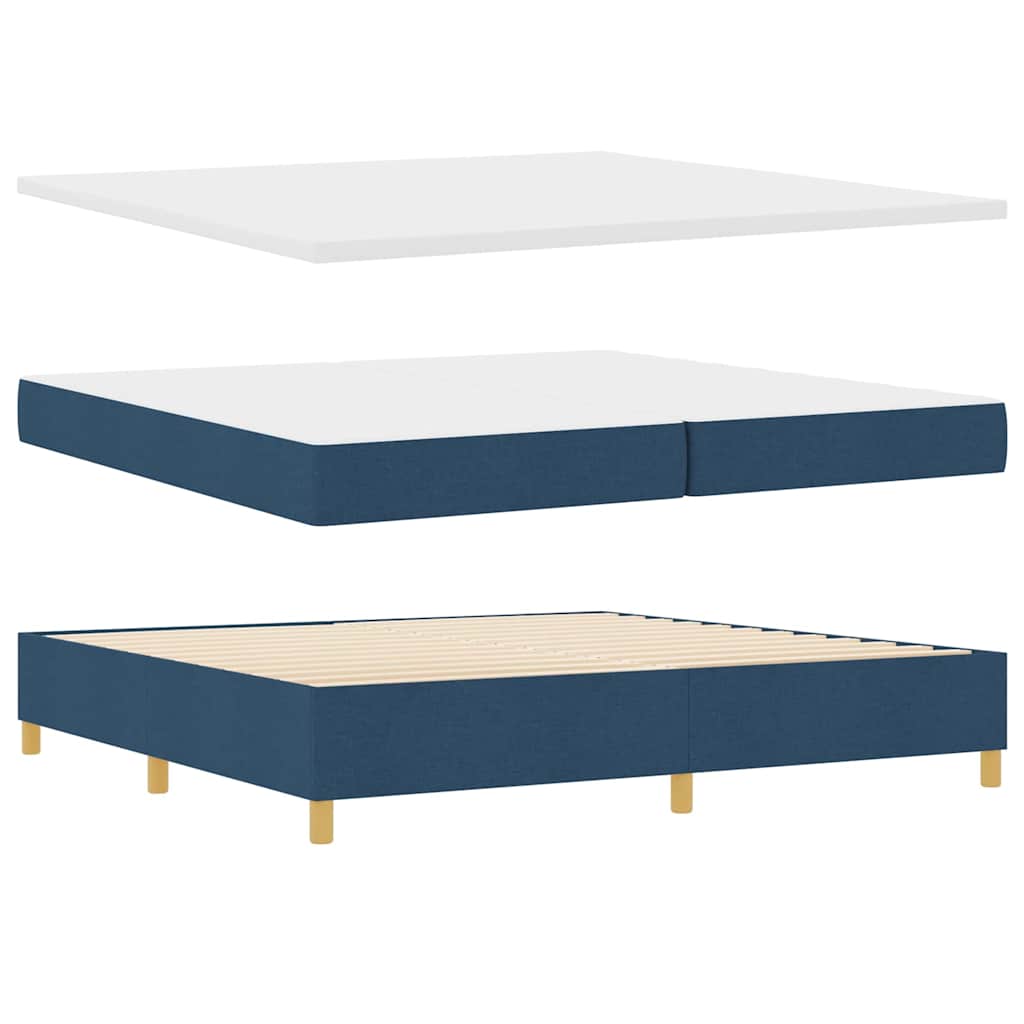 LED Box Spring Bed met matras Blauw 200 x 200 cm Stof